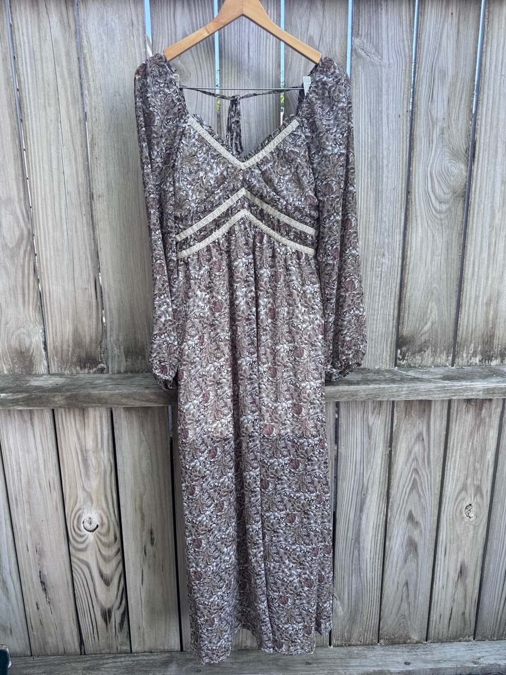 Promesa Long Sleeve Brown Floral Maxi Dress NWT- L